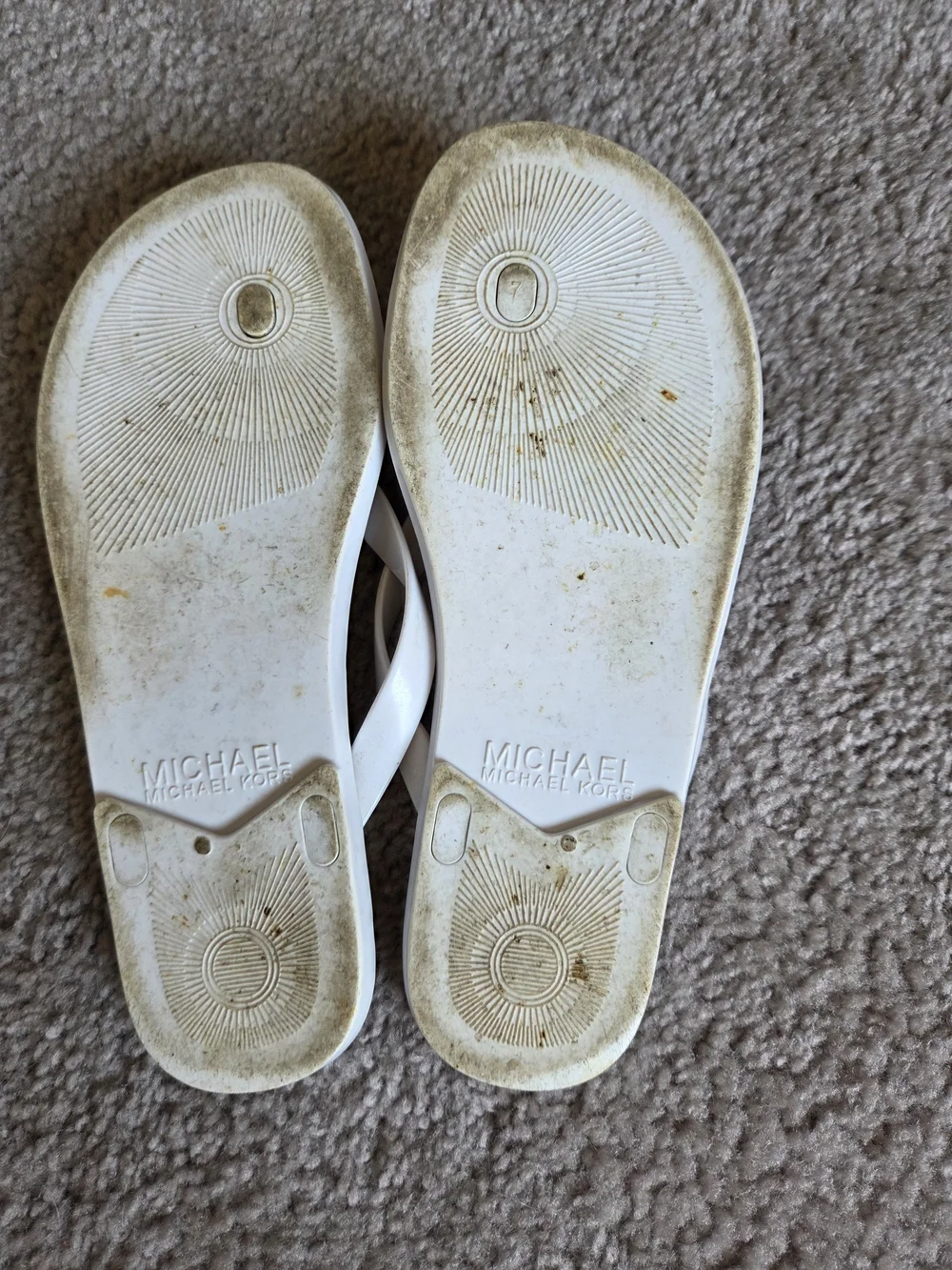 Michael Kors White Cork-Print Flip Flop Sandals